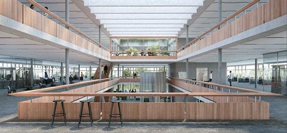 Illustration of the interior of a building by Penzel Valier AG.