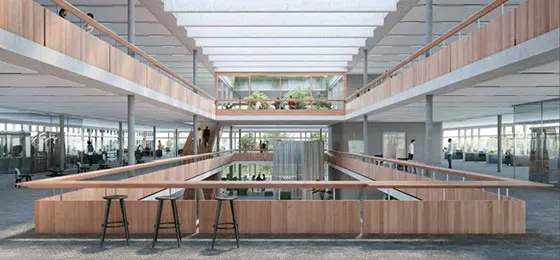 Illustration de l'intérieur d'un bâtiment par Penzel Valier AG.