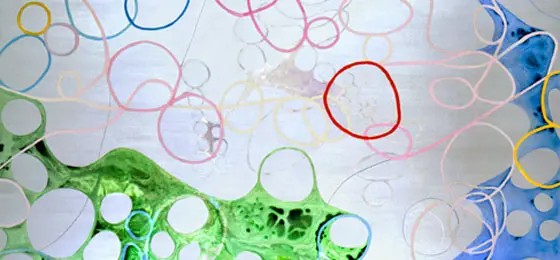 Cette image montre des traces de plusieurs couleurs sur un fond gris. © Hanspeter Hofmann, Basel 