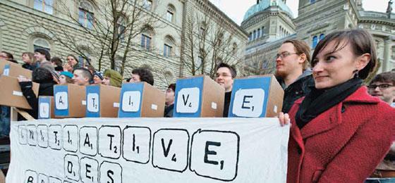 l’initiative sur les bourses d’études de l’Union des étudiant-e-s de Suisse © Keystone/Marcel Bieri