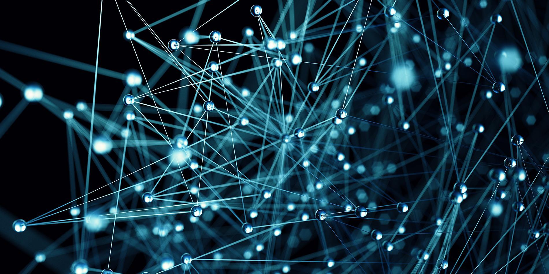 Molecular structure illustration close up blue background