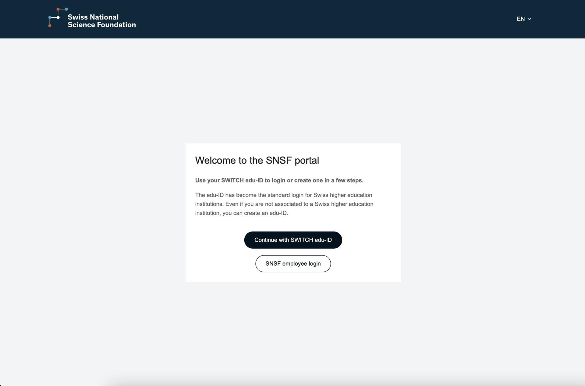 SNSF Portal Login