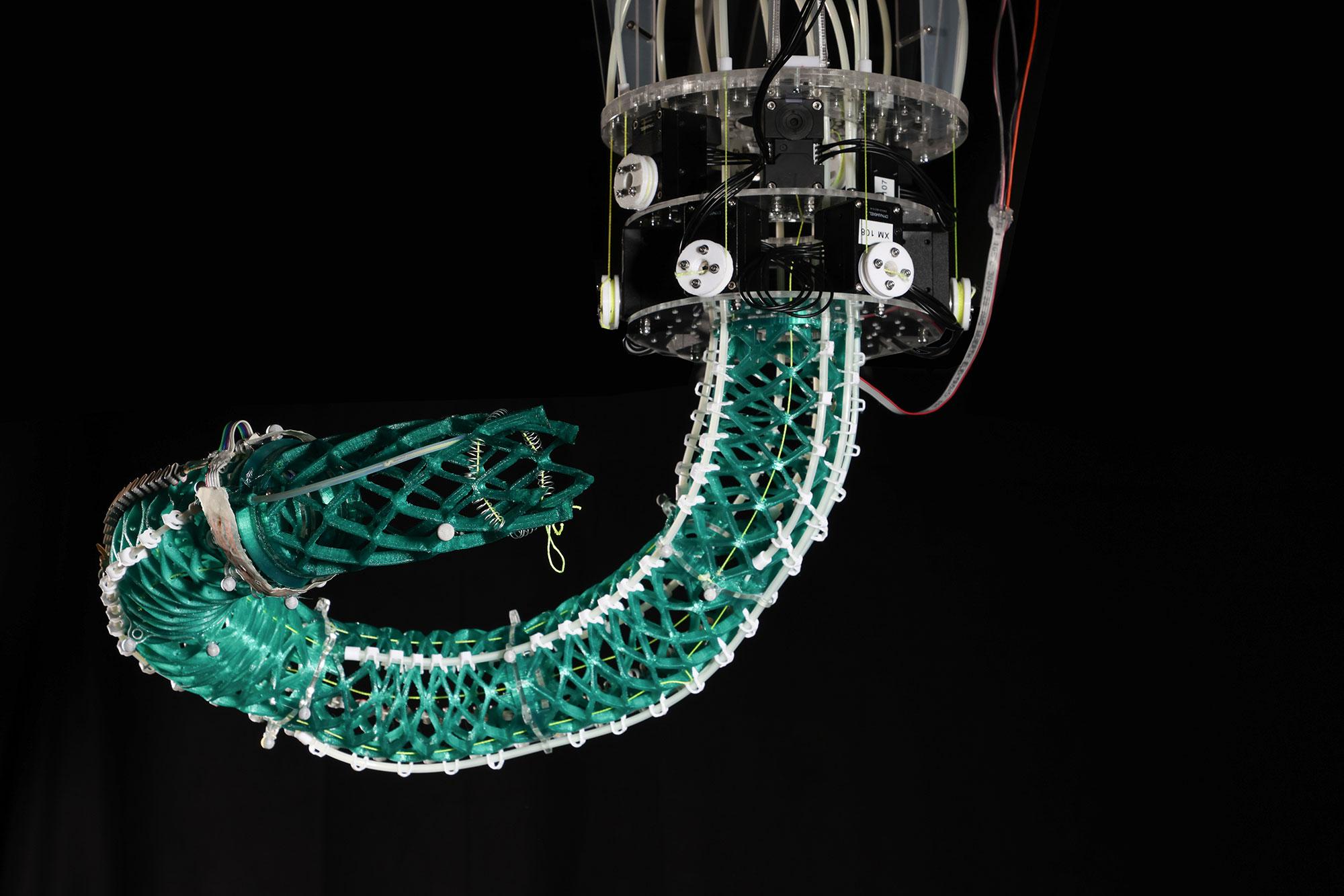 Prototyp eines Roboterarms bestehend aus flexiblen Elementen
