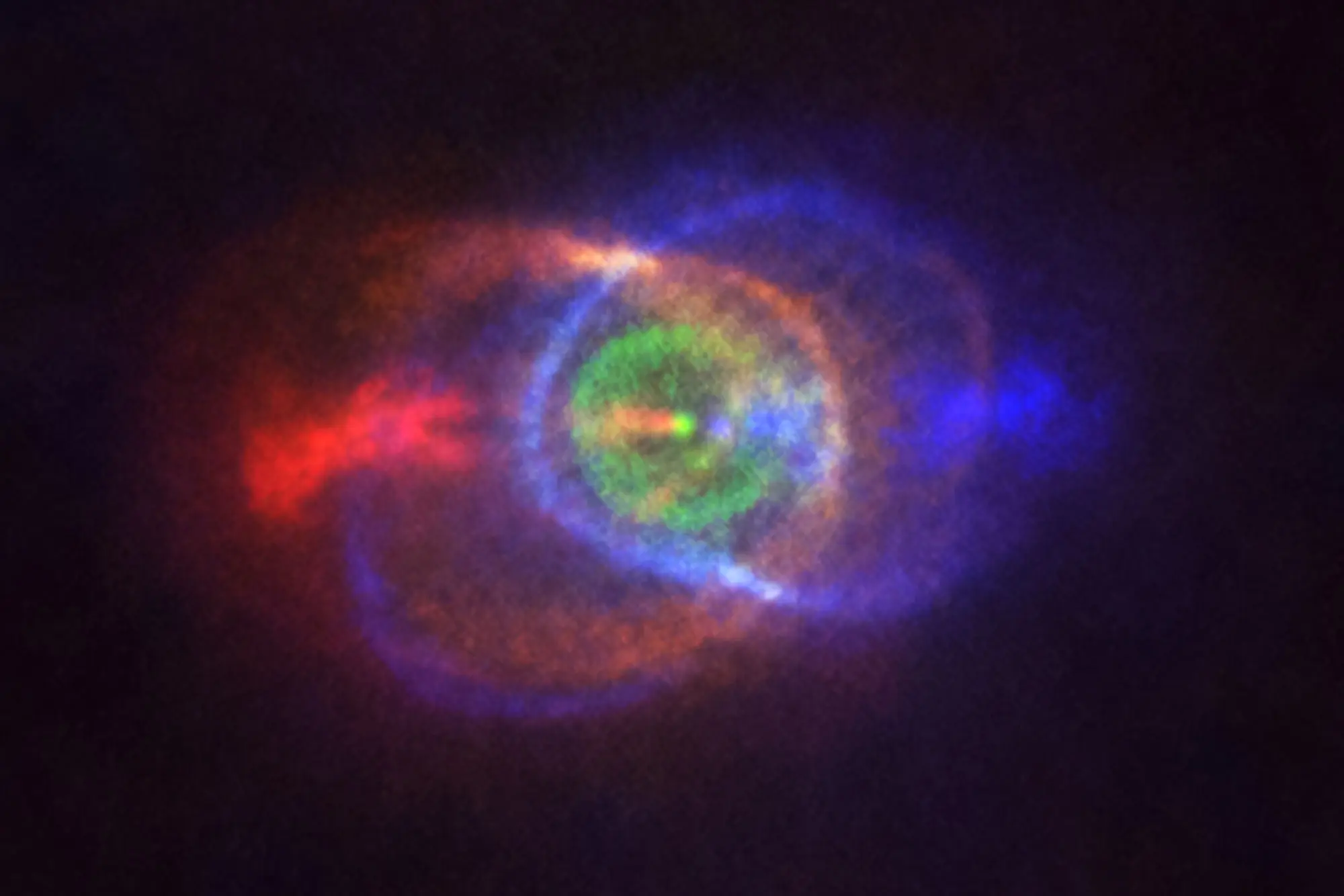 ALMA-Teleskopbild eines Sterns, der wahrscheinlich die gleiche Geschichte wie Gamma Columbae hat.