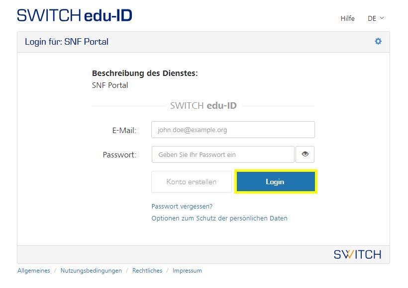 SWITCH Login edu-ID